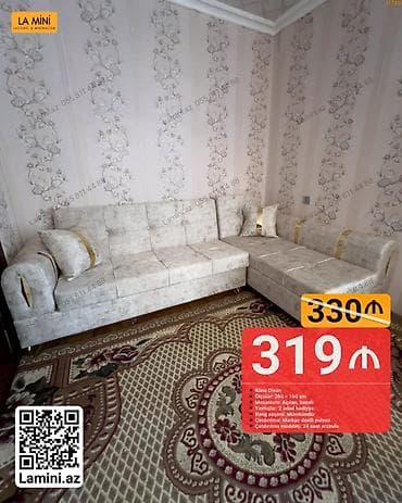 mini divan: Künc divan, Açılan, Bazalı, Şəhərdaxili pulsuz çatdırılma — 1
