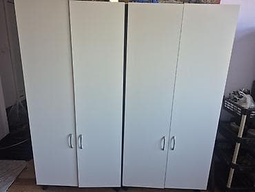 4 qapılı, Təkərli, Ağ, Açılan, Düz dolab