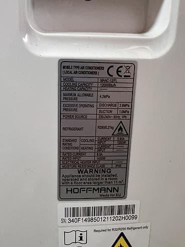 sharp soyuducu servis: Hoffmann MAAC-12/FL portativ kondisioner - Soyutma gücü: 12000 BTU/h — 3