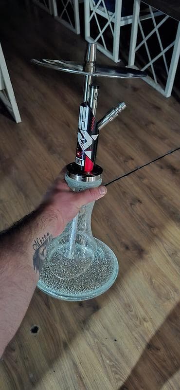 Nərgilər üçün set - Müasir dizaynlı metal gövdəli nərgilər - Şüşə