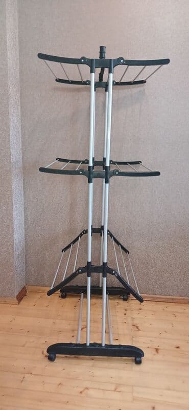 сушилка для одежды: Yüksək Keyfiyyətli 3 Mərtəbəli Təkərli Paltar Asanı Yenidi Məhdud — 4