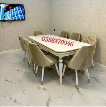 embawood masalar: Qonaq otağı üçün, Yeni, Açılan, Dördbucaq masa, 6 stul — 20