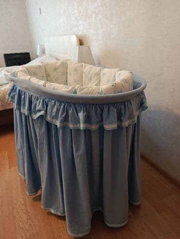 korpə uşaq yataqları: Oğlan və qız üçün, Yumru, Beşik, Dəst ilə, Matras ilə, Yellənmə mexanizmsiz — 3