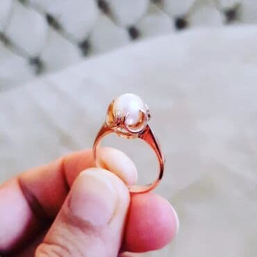 qızıl üzüklər qiymətləri 2022: Üzük, Çəhrayı qızıl, 583 Əyar, Mirvari — 4