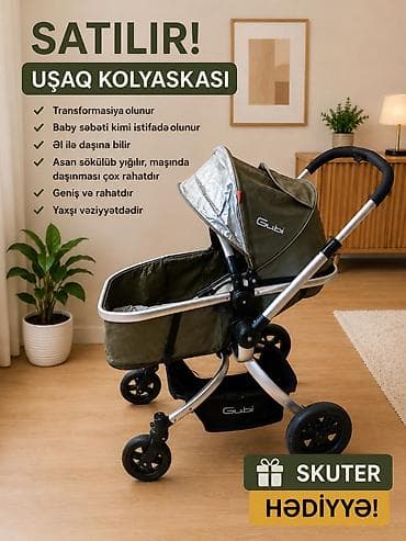 Uşaq dünyası: 🛒 Transformasiya olunan uşaq arabası + skuter HƏDİYYƏ 🎁 Satılır — 1