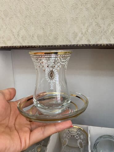 seyf qapi islenmis: Çay dəsti, rəng - Qızılı, 12 nəfərlik — 2