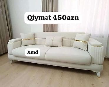 sultan divan: Müasir dizaynlı 3 nəfərlik krem rəng divan - Yumşaq, rahat oturacaq — 1