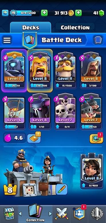 giant: Clash Royale hesabı – oyun daxili məlumatlar - Kral səviyyəsi: 19 — 2