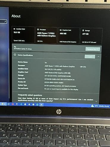 acer predator helios 300: HP Pavilion 15 (eh1xxx seriyası) noutbuk - Prosessor: AMD Ryzen 7 — 4