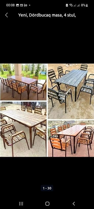 nar gulu: Yeni, Dördbucaq masa, 10 stul, Açılmayan, Stullar ilə, Taxta — 3