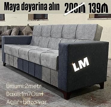yorğa: Açılan və bazalı divan – LM dizayn - Ümumi ölçü: 2 metr - Daxili — 1