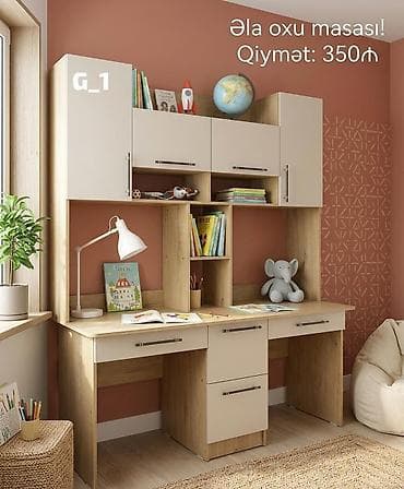 stul gəncə: Əla oxu masası – Qiymət: 350₼ - İki nəfərlik geniş iş səthi - Yuxarı — 1