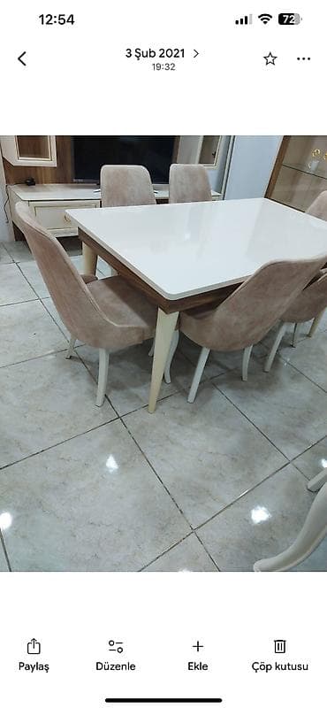 yumru masalar: Qonaq otağı üçün, Açılan, Dördbucaq masa, 6 stul — 2