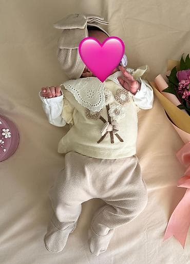 dəst geyimlər: Xestexana cixisi Yenidoğan üçün 5 hissəli dəst. deste papaq — 1