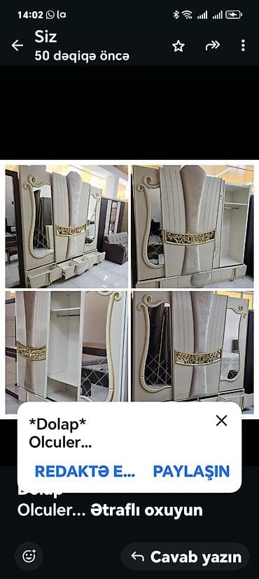 *Dolap* Olculer En.,,, 2.40 sm Hudurluk. 2.25 sm Derınlık. ,,, — 1