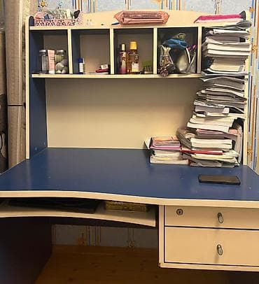 usaq yazı masası: Düz masa, Stulsuz, Polkalı, Siyirməli, MDF — 4