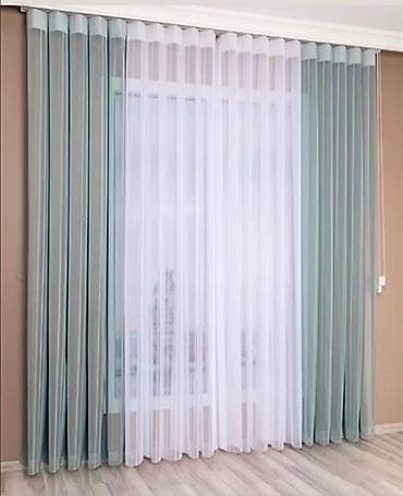 perde tül: Tüllü panel pərdə dəsti - Model: tül mərkəzli, iki tərəfli panel — 1