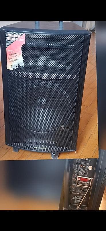 Portativ Aktiv Səsgücləndirici – 100W Az işlənmiş Mikrofonu da var