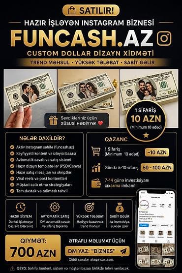 Готовый бизнес: Satılır: Hazır işləyən Instagram biznesi — FUNCASH.AZ Xidmət: Custom — 1