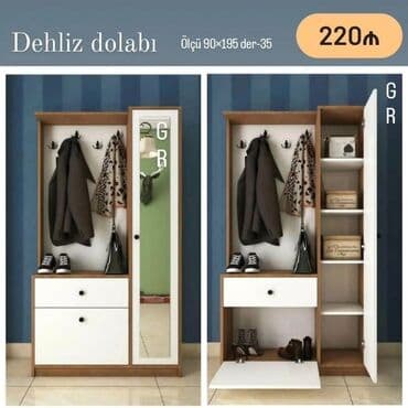 dəhliz mebelləri: Yeni, Açılan, 2 qapılı Düz dolab, Dəhliz dolabı, Azərbaycan — 6
