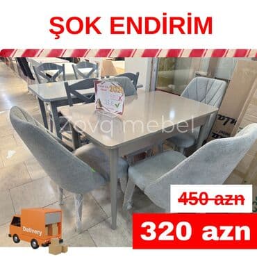 qara sam: Qonaq otağı üçün, Yeni, Açılan, Kvadrat masa, 6 stul — 2