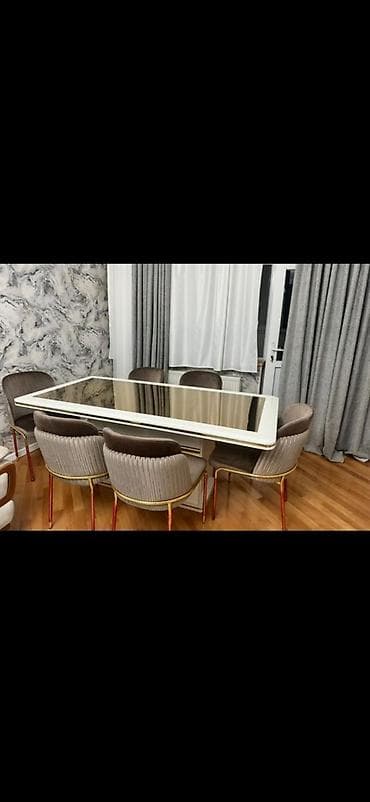 taxt destleri: Qonaq otağı üçün, Açılmayan, Dördbucaq masa, 8 stul — 1