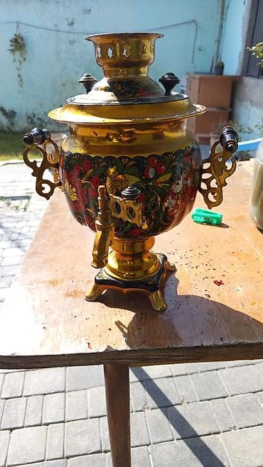 Mətbəx texnikası: Rus üslublu əl işi naxışlı samovar - Material: pirinç/metaldan — 1