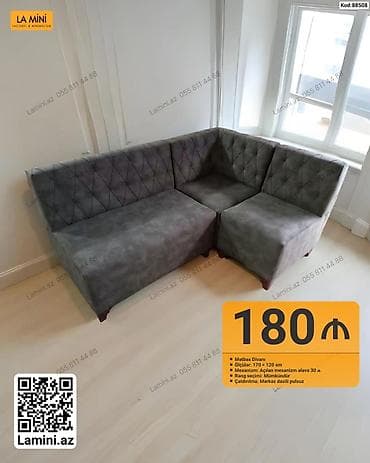 kreditle kunc divanlar: Məhsul: Mətbəx divanı (künc) - Ölçü: 170 × 120 sm - Mexanizm: Açılan — 1