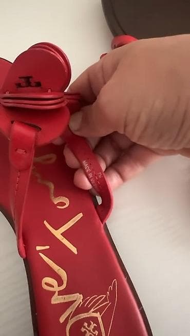 sendel: Original Tory Burch qadın sandaleti - Rəng: qırmızı - Model: barmaq — 3