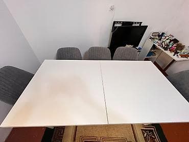 stol ev ucun: Qonaq otağı üçün, Yeni, Açılan, Dördbucaq masa, 8 stul — 2