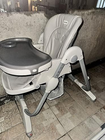 deri plas: Masal Kids uşaq yemək stulu - Rəng: boz-ağ tonlarda - Geniş və — 3