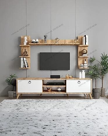 Televizor Altlığı Müasir minimal dizaynlı TV altlığı və üst rəf dəsti