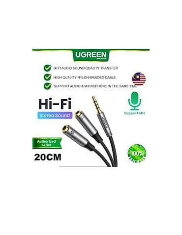 compüter: UGREEN 3.5 mm TRRS (4 pin) Aux Y-splitter kabel – qulaqlıq (səs) və — 1