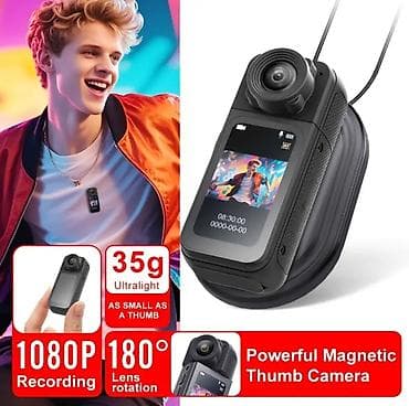 go pro camera: Güclü Maqnitli Mini Kamera – 1080P, 35 q, 180° dönə bilən linza - — 1