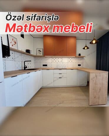 metbex mebelleri 2020 instagram: Özəl sifarişlə hazırlanmış müasir mətbəx mebeli - U formalı dizayn — 1