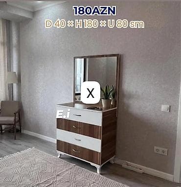desmalar: Tualet masası və komod dəsti - Ölçülər: Dərinlik 40 sm × Hündürlük — 1