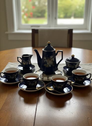 metbex ucun qab qacaq: Qəhvə dəsti, rəng - Mavi, Kobalt, 6 nəfərlik — 1