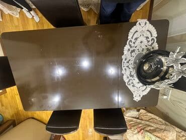 işlənmiş stol stul: Qonaq otağı üçün, İşlənmiş, Açılmayan, Dördbucaq masa, 6 stul — 3