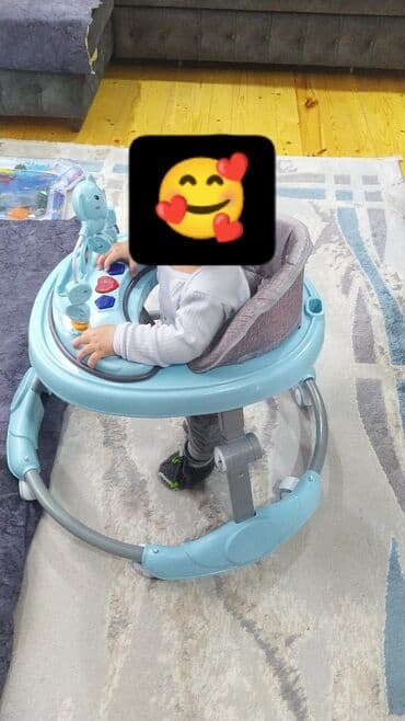 мебель в детскую комнату: Uşaq yerigədəni – mavi rəngdə, geniş dairəvi baza və 6 təkərli sabit — 1