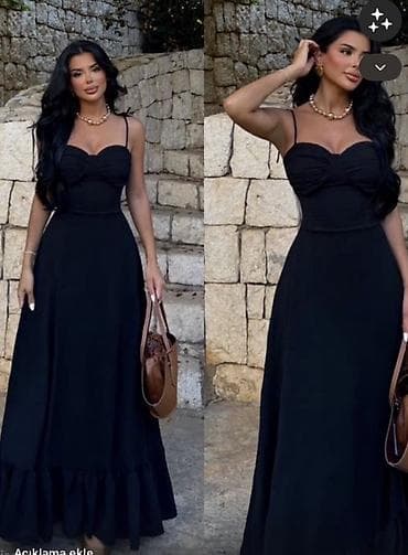 don: Qara maxi don – zərif siluet S ölşü - Rəng: Tünd qara - Üst hissə — 4
