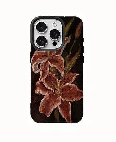 IPhone 14 üçün qoruyucu telefon qabı – rəsm üslublu zanbaq dizaynı -