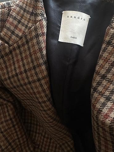paltolar instagram: Sandro Checked Coat 
Double breasted 
Wool
Size Xs/S/Fr38 — 3