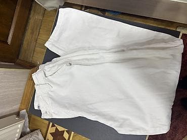 Ağ rəngli geniş kəsimli cins şalvar - Rəng: qar kimi ağ - Parça