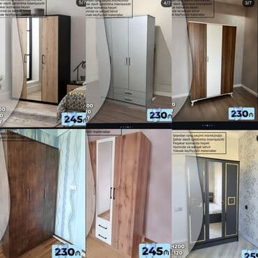 угловой шифоньер в спальню: Новый, Распашной, 2 двери Прямой шкаф, Гардеробный шкаф, Азербайджан — 1