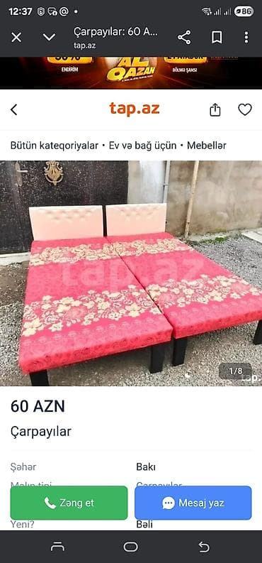 taxt islenmis: Yeni, Təknəfərlik çarpayı, Azərbaycan — 3