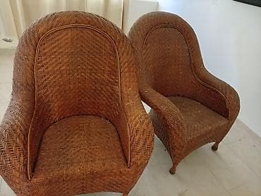 komputer kreslosu: Rattan/kamışdan hörülmüş 2 ədəd kreslo dəsti - Material: təbii — 4