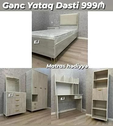 kitab refi: Gənc yataq dəsti – komplekt Tərkibi: - Tək nəfərlik çarpayı (yumşaq — 1