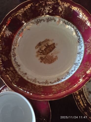 qazan dəsti: Çay dəsti, rəng - Qırmızı, Farfor — 2