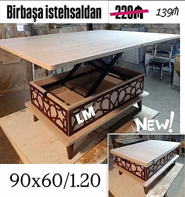 transformer masa: Düz masa, Transformer, Təkərsiz, Teksturalı laminat — 1