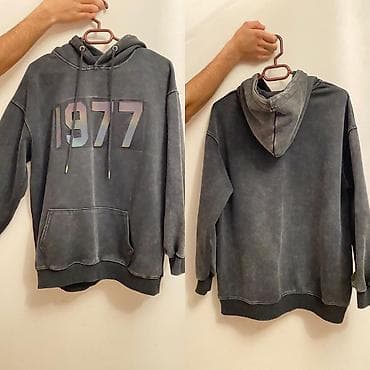 klassik geyim kişi: Unisex kapüşonlu svitşot - Rəng: köhnə yuyulmuş tünd boz (vintage — 1